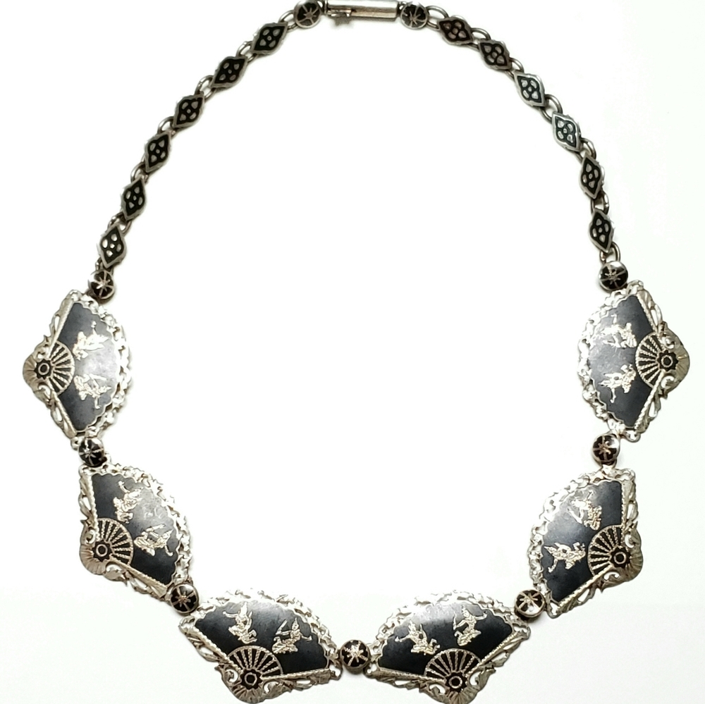 Vintage Women Necklace Sterling Niello Mekkala & R